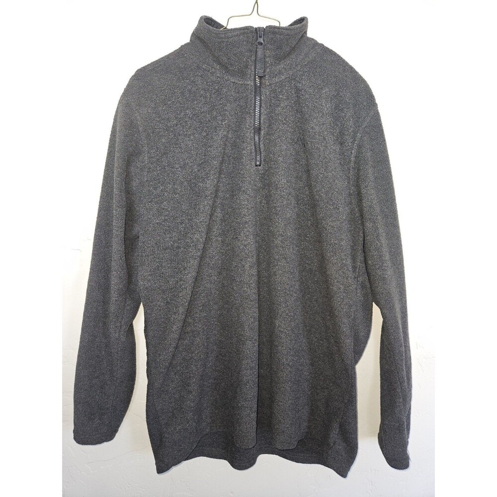 Identic Men's Gray 1/4 Zip Fleece Pullover Sweater, Size L